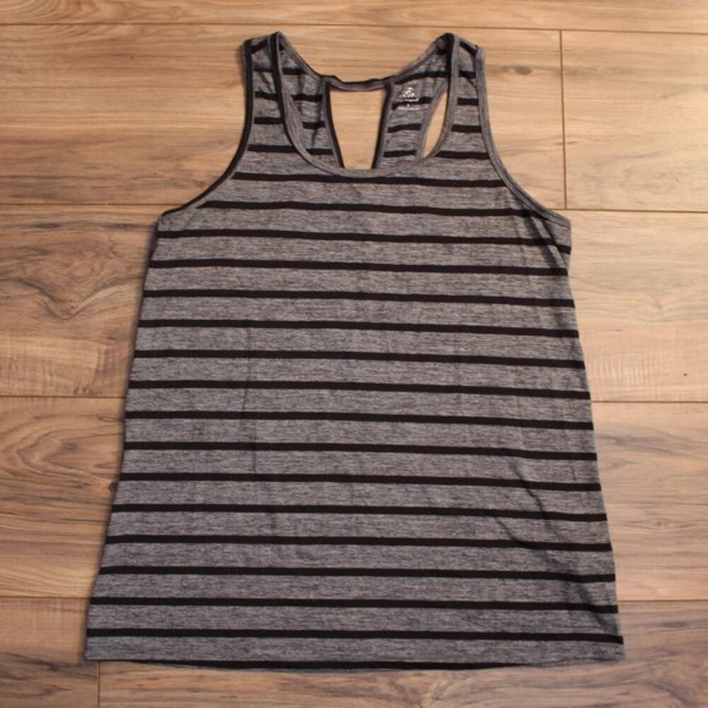 Champion Gray & Black Stripe Racerback Tank Top S